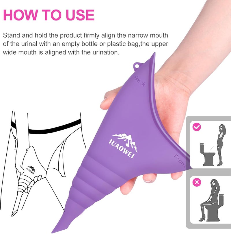 IUAOWEI Female Urination Device, Reusable Silicone Female Urinal, Pee Funnel for Women, for Travel, Camping, Boating, Outdoor, Hiking - Image 5